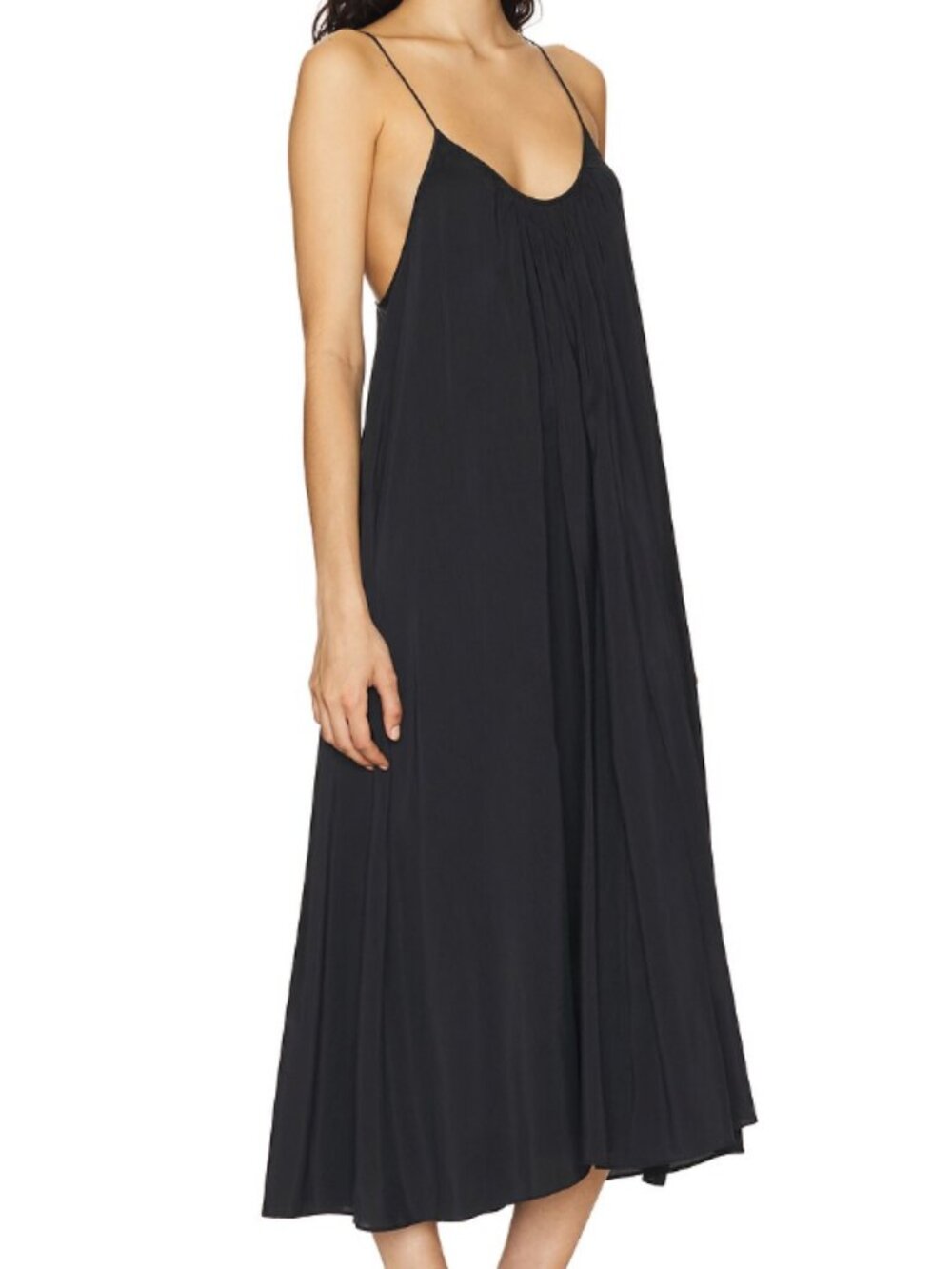 ANINE BING Aida Strappy Back Tie Hi-Low Midi Dress